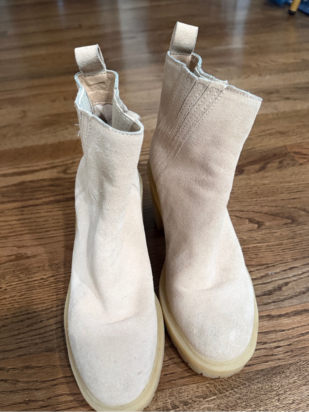 Dolce Vita Celia Light Beige Suede Chelsea Booties